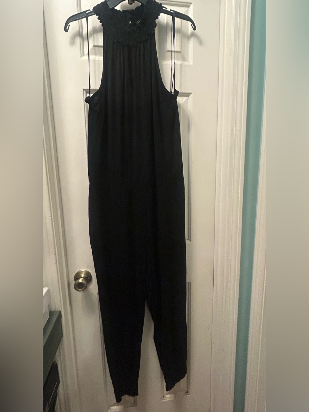 Halter key hole high neck Jumpsuit jogger cuffed ankle